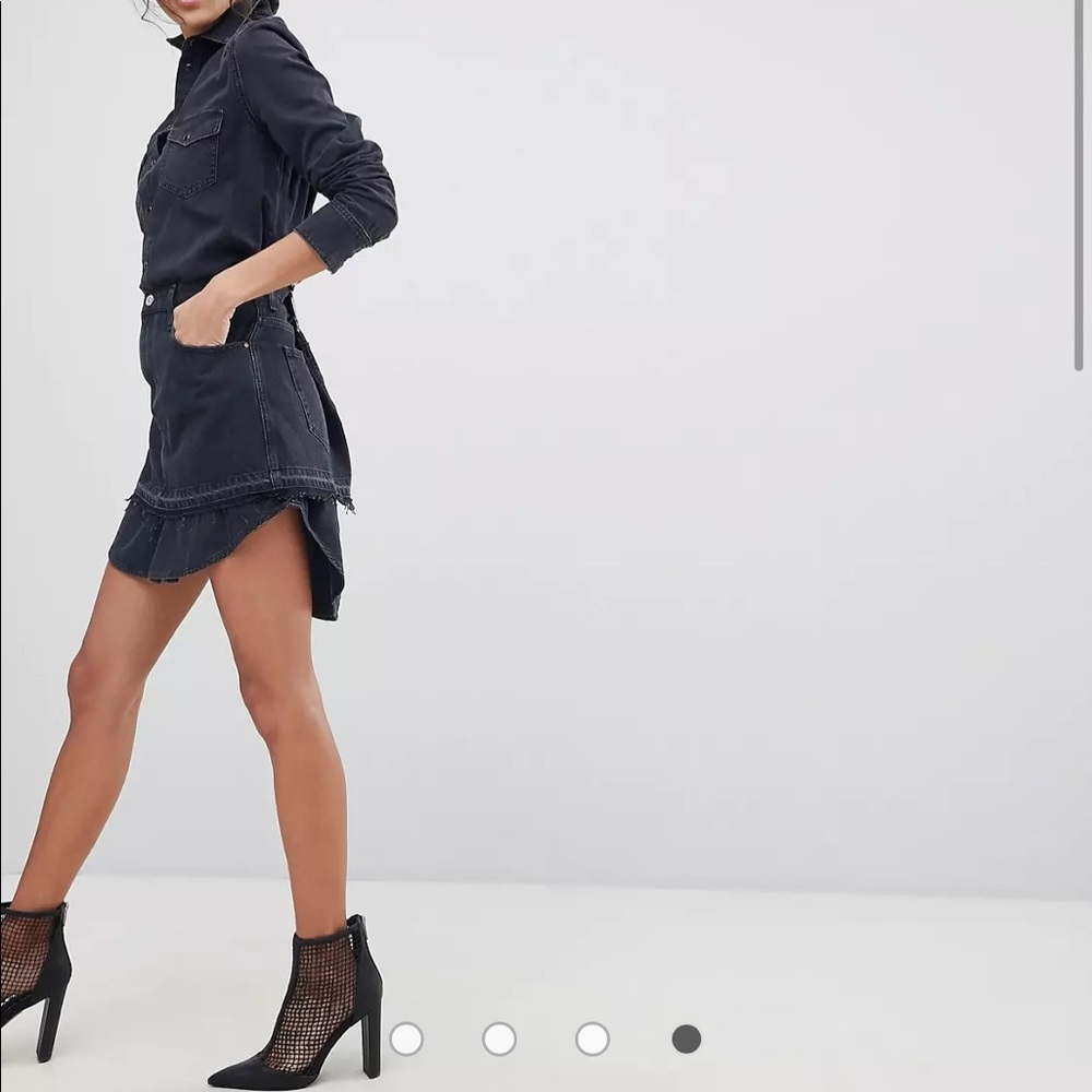 Diesel Denim Shirt Dress with Skirt Overlay